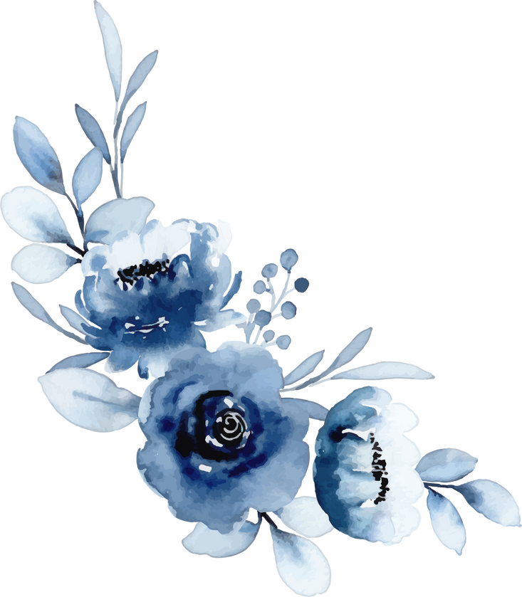 Blue watercolor flower